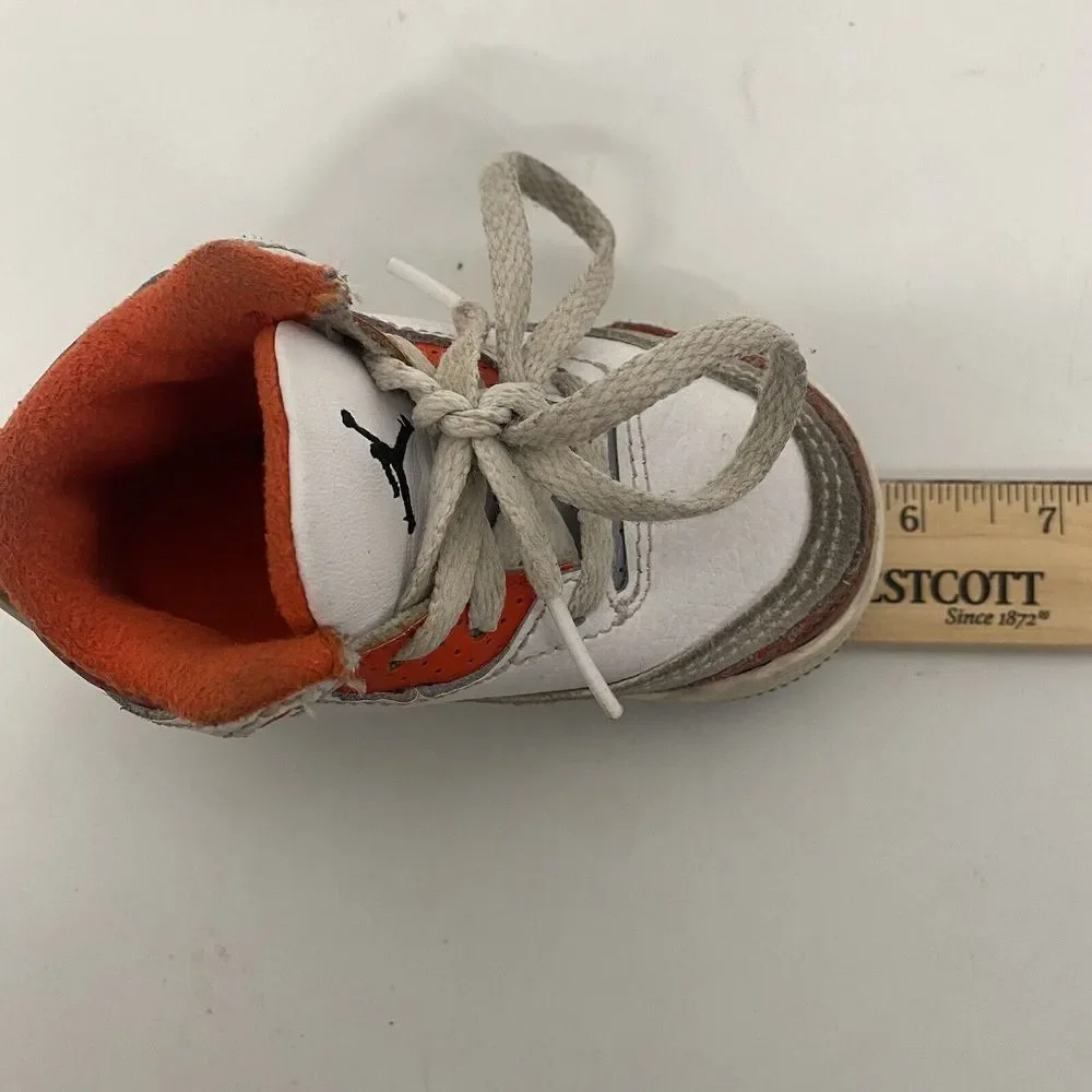 Nike Air Jordan Retro 3 Toddler Size 4C White Orange Sneakers Mid Top 3617